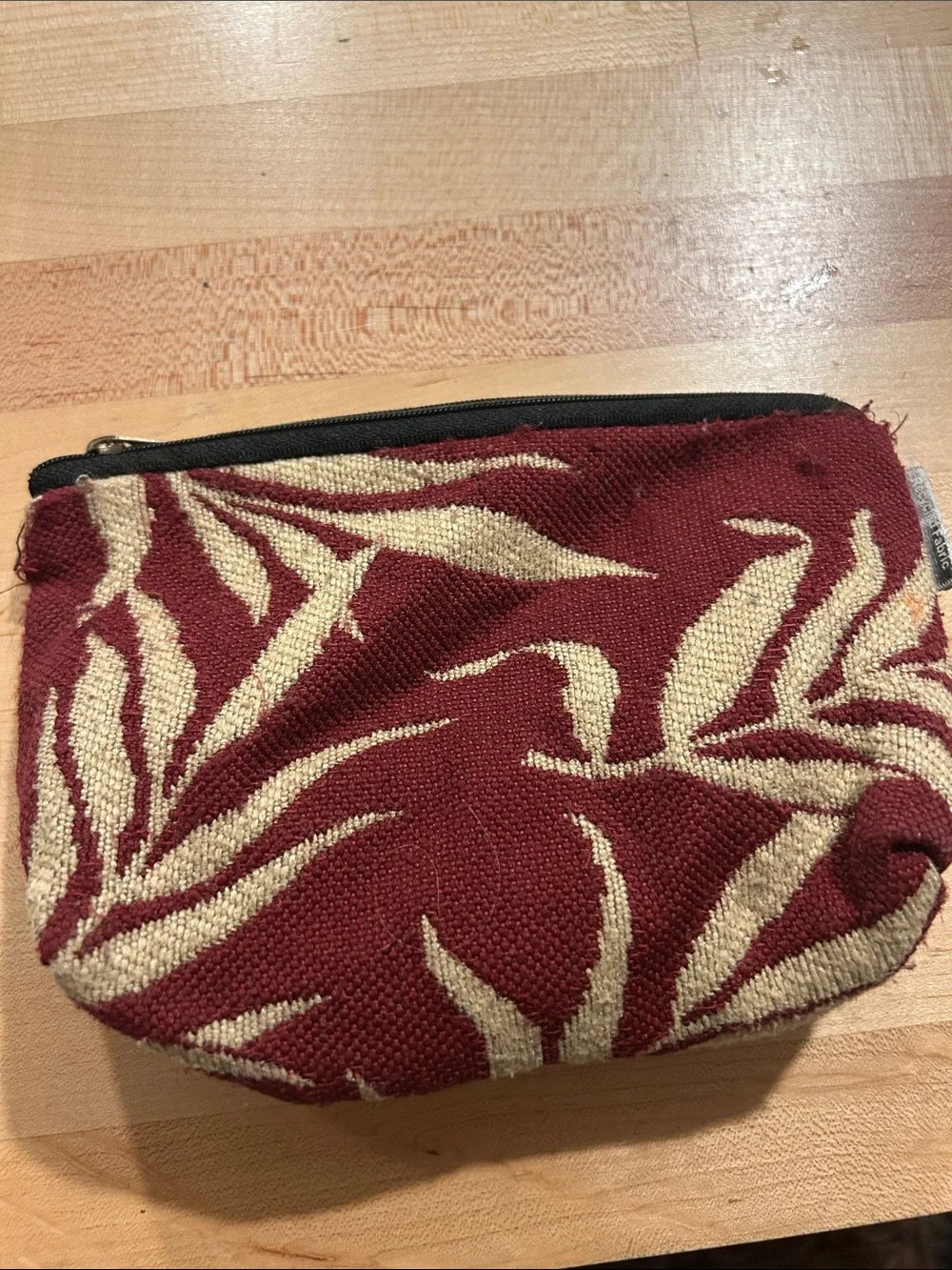 ScrapSack red and white leaf design. Waterproof lining.